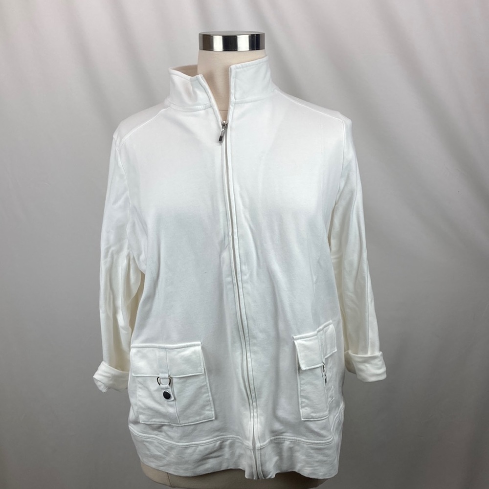 Karen Scott Plus size white full zip light jacket